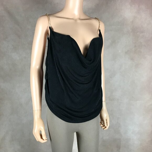 WEAREVER Chain Strap Black Draped Party Top Plus Size 3X - Picture 4 of 8